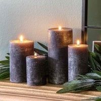 Gallery Direct Pillar Candle Rustic Slate (2Pk) 70x70x95mm, Grey