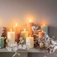 Gallery Direct Vanilla Pillar Candle Twist Amber (2Pk) D75x150mm, Brown