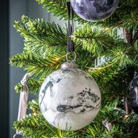 Crossland Grove Marbled Bauble Grey 6Pk D100Mm