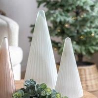 Crossland Grove Ribbed Tree White Frost Glass 100x100x250mm