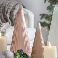 Brown Ribbed Glass Christmas Tree Table Decor (Large)