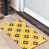 Cedar & Sage Geo Ikat Design Coir Doormat Yellow