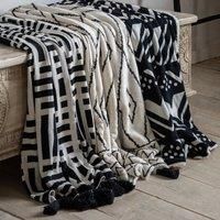 Crossland Grove Merlin Knitted Tassel Throw Black 1300X1700Mm