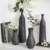 Gallery Direct Arya Fluted Vase Small Antique Grey 125x125x235mm, Grey