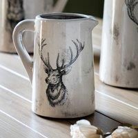 Gallery Direct Stag Pitcher Vase Medium Distressed 180x150x225mm, White