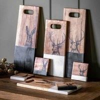 Gallery Direct Stag Coasters White Marble (Set of 4) 100x100x15mm, Black