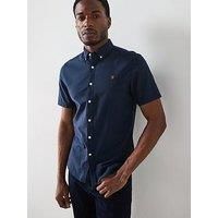 Farah Men/'s Brewer Slim FIT Cotton Oxford Shirt, Navy, S