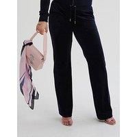 Juicy Couture Straight Leg Velour Track Pant - Navy