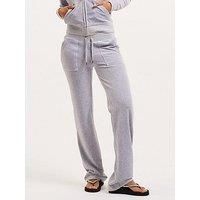 Juicy Couture Classic Velour Midi Rise Pocketed Trackpant - Silver