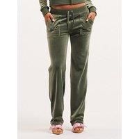 Juicy Couture Straight Leg Velour Track Pant - Green