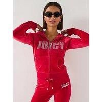 Juicy Couture Evy Impact Diamante Hoodie - Red