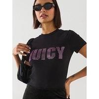 Juicy Couture Impact Diamante Short Sleeve T-Shirt - Black