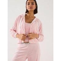 Juicy Couture Liv Rib Velour Lounge Hoodie - Pink
