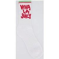 Juicy Couture Ribbed Viva La Juicy Logo Ankle Sock - White