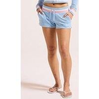 Juicy Couture Velour Stripe Booty Short Polyester Women's Blue Mid-Length Shorts