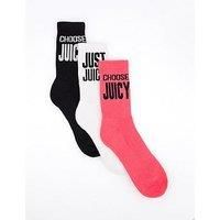 Juicy Couture Ribbed 3-Pack Choose Juicy Logo Ankle Sock - Multi