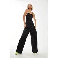 Lace-Up Back Wide Leg Jumpsuit