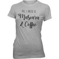 Mascara and Coffee Women's Slogan T-Shirt - S - Grey