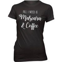 Mascara and Coffee Women's Slogan T-Shirt - S - Black
