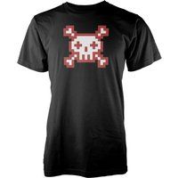 Skull and Pixel Power Men's Black T-Shirt - S - Black