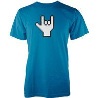 Pixel Rock Men's Blue T-Shirt - S - Blue