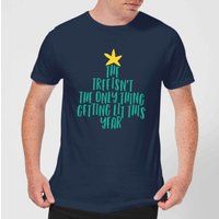 The Tree Isn't The Only Thing Getting Lit This Year Men's Christmas T-Shirt - Navy - XL - Navy