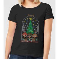 Harry Potter Hogwarts Tree Women's Christmas T-Shirt - Black - XXL
