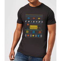 Friends Sofa Knit Men's Christmas T-Shirt - Black - 3XL