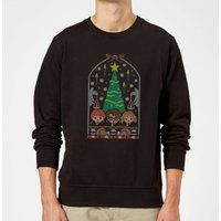 Harry Potter Hogwarts Tree Christmas Sweatshirt - Black - XL