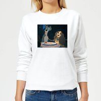 Disney Lady And The Tramp Spaghetti Scene Women's Sweatshirt - White - XL - White