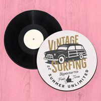 Vintage Surfing Handcrafted Fresh Tunes Record Player Slip Mat