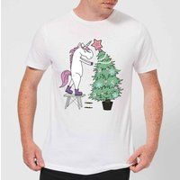 Unicorn Decorating The Christmas Tree Men's T-Shirt - White - S