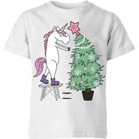 Unicorn Decorating The Christmas Tree Kids' T-Shirt - White - 5-6 Years - White