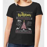 Flintstones Rockin Around The Tree Women's Christmas T-Shirt - Black - S