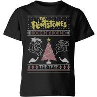 Flintstones Rockin Around The Tree Kids' Christmas T-Shirt - Black - 3-4 Years