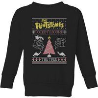 Flintstones Rockin Around The Tree Kids' Christmas Jumper - Black - 3-4 Years
