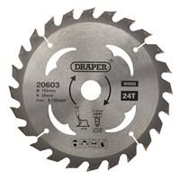 Draper 20603 TCT Circular Saw Blade for Wood, 165 x 20mm, 24T