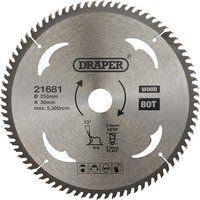 Draper TCT Circular Saw Blade for Wood, 250 x 30mm, 80T 21681