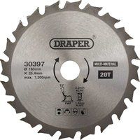 Draper 30397 TCT Multi-Purpose Circular Saw Blade, 185 x 25.4mm, 20T