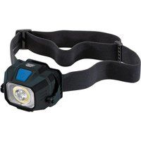 Draper 65689 COB LED SMD LED Wireless/USB Rechargeable Head Torch, 6W, 400 Lumens, USB-C Cable Supplied Black One Size