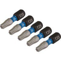 Draper 05494 TX-Star Impact Screwdriver Bits, T25 x 25mm (Pack of 5),Blue and Black