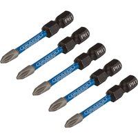 Draper Expert Cross Slot/PH Type Impact Screwdriver Bits, No.1 x 50mm, 1/4" Hex (Pack of 5)