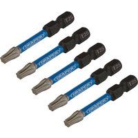 Draper Expert TX-STAR Impact Screwdriver Bits, T25 x 50mm, 1/4" Hex (Pack of 5)