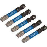 Draper Expert TX-STAR Impact Screwdriver Bits, T40 x 50mm, 1/4" Hex (Pack of 5)