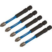 Draper Expert 05676 Impact Screwdriver Bits Phillips PH2 x 75mm Pack of 5