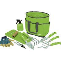 Draper 08999 Garden Tool Set with Floral Pattern (11 Piece), Heavy Duty Aluminium Garden Tools, Bag and Gloves
