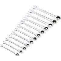 Draper 27689 HI-TORQ Metric Ratchet Combination Spanner Set (12 Piece), Silver