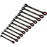 Draper Expert Hi-Torq Metric Ratchet Combi Spanner Set Black (12 Piece) - 03896