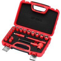 Draper XP1000 VDE Metric Socket Set, 3/8"  Sq. Dr. (19 Piece)