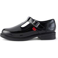 Kickers Lach T Bar  Girls Black Patent Leather T-Bar Shoes Ladies Sizes 3 to 6